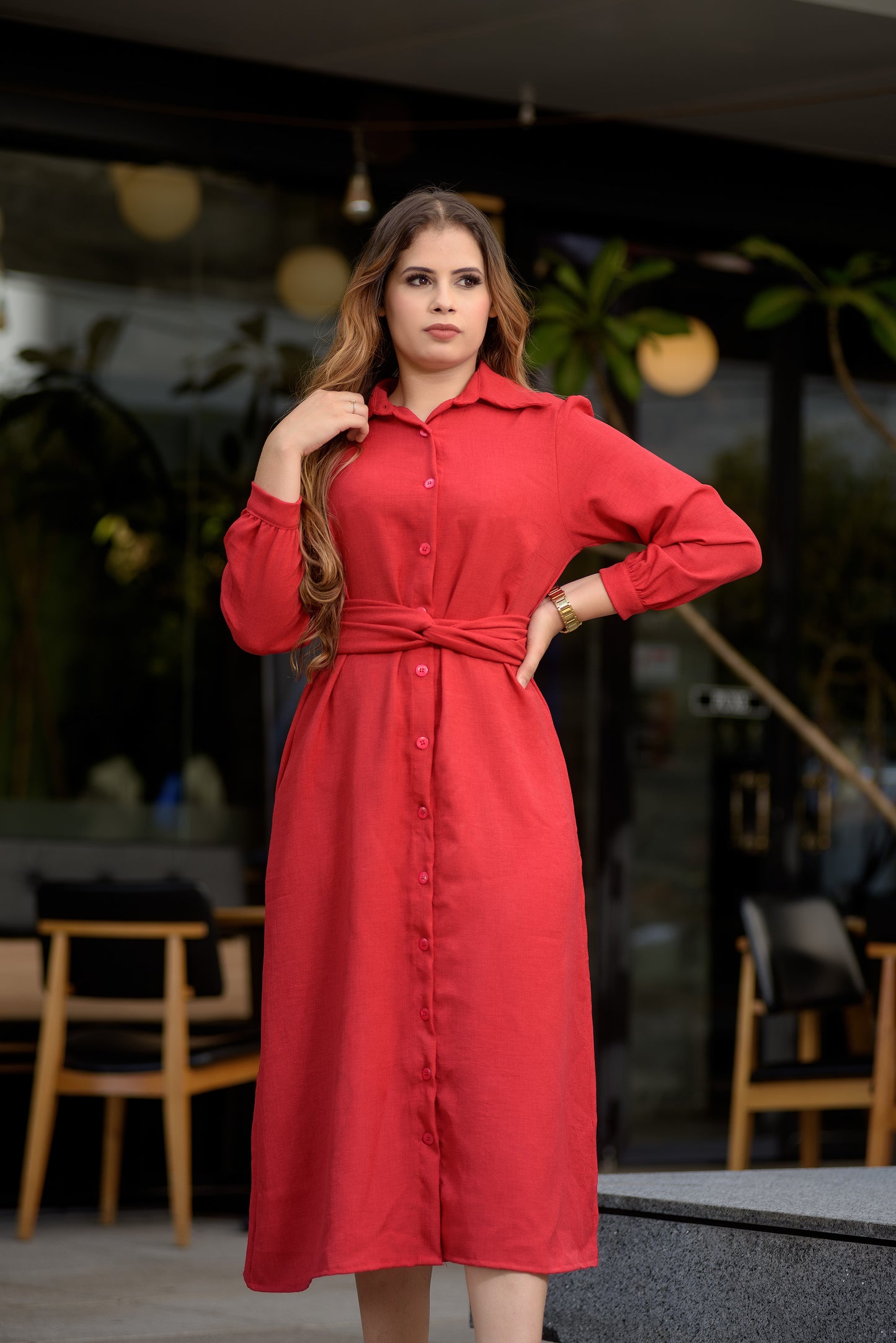 Chemise Max Midi Linhão - Vermelho