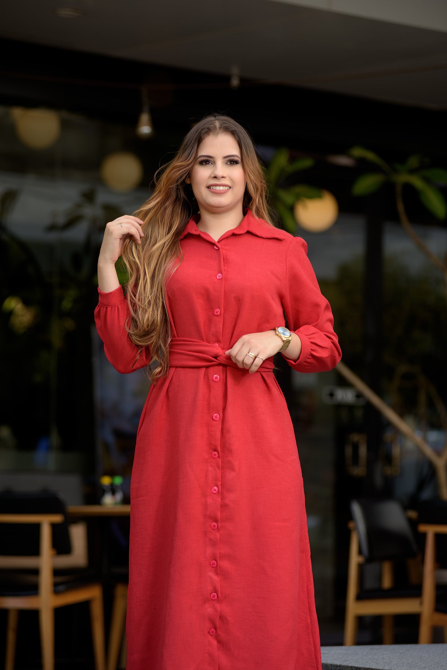 Chemise Max Midi Linhão - Vermelho