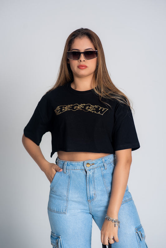 Cropped malha menegotti preto