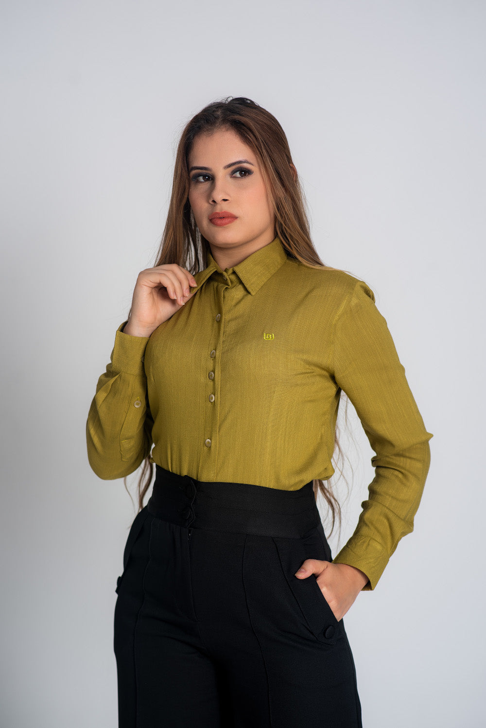 Camisa social Viscolinho Verde