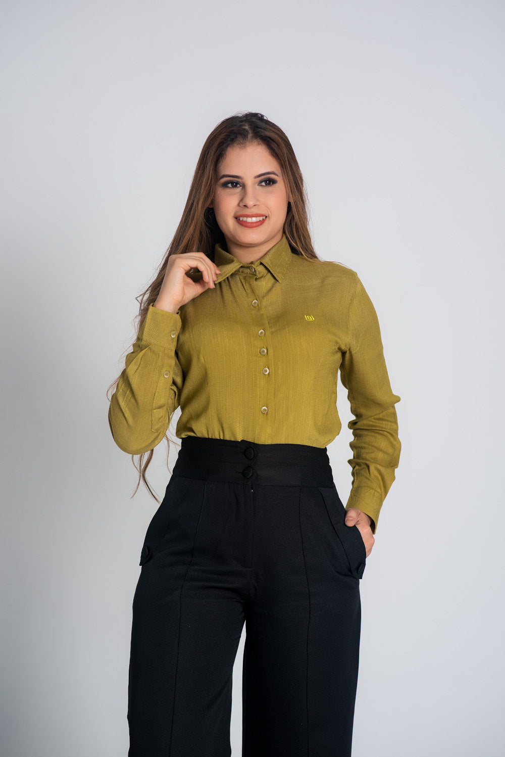 Camisa social Viscolinho Verde